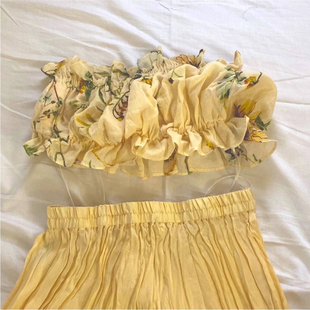 {H&M} Yellow + Floral Maxi Skirt “SET” (XS)